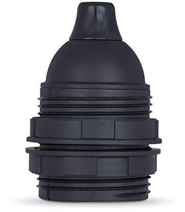 Gewindemantel Lampenfassung E27 aus Thermoplast, schwarz mit Zugentlastung - 5x Stück