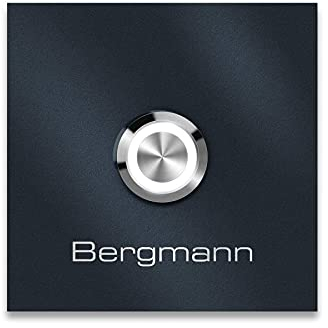 Metzler Türklingel Bergmann in Anthrazit - Haustürklingel Pulverbeschichtet in RAL 7016 Matt - Made in Germany - Klingel Haustür aus Edelstahl V2A - LED Drucktaster wählbar - Größe: 6 x 6 cm