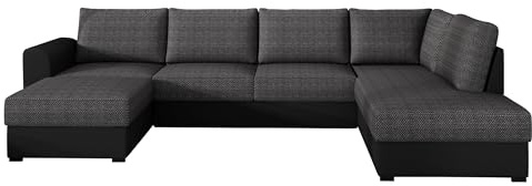 Mirjan24 Ecksofa Wilma mit 2 Bettkasten und Schlaffunktion für große Räume, Eckcouch Polsterecke Sofa Couch Couchgarnitur Schlafsofa (Soft 011 + Majorka 03, Seite: Rechts)