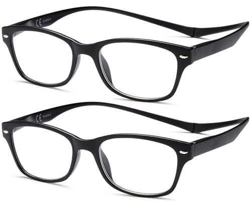 NEW VISION Magnetische Lesebrille 2 pack, Klassischer Stil, Lesebrille für Damen und Herren mit Magnetverschluss hinten NV3282 (NN, 1.5)