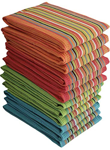 Simpli-Magic 79335 Kitchen Dish Towels, 16x27 Inches, Salsa Stripe, 8 Pack, Cotton Multi