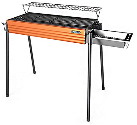 Picknick-Grill Outdoor Camping Courtyard Picknickbraten Fleisch Home Kohlegrill Tragbare Reisen Klapp BBQ Grill mit Aufbewahrungstasche und Antihaftbratpfanne, 27.4 × 18,5 × 31.0  kleiner Grill