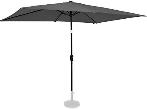 VONROC Sonnenschirm rechteckig 200x300 - Rechteckiger Sonnenschirm für Terasse, Garten, Balkon, Gastro - Knickbar, Kurbel, Wetterfest - Rapallo (Grau)