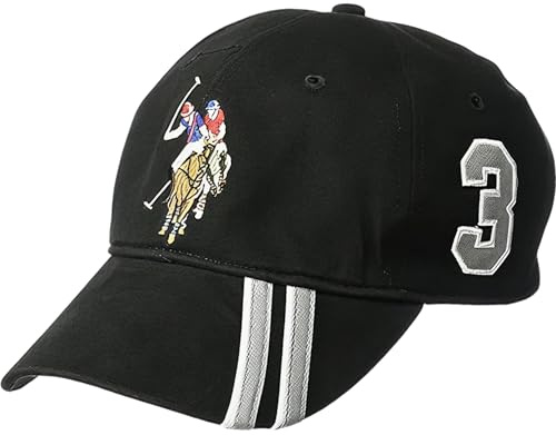 U.S. POLO ASSN. Concept One Unisex-Erwachsene Dad Hat, Embroidered Horse Logo Adjustable Adult Baseball Cap with Diagonal Accent Stripes Baseballkappe, Schwarz, Einheitsgröße