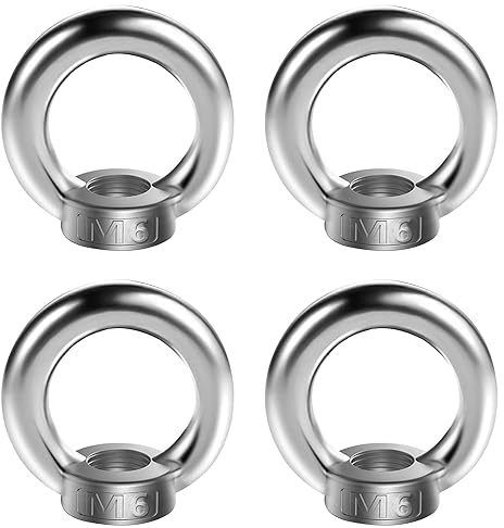 4 Stück Ringmutter M6 Ösenmutter 304 Edelstahl Augenmutter Transportmutter für Hebegeräte Zubehör Seilmontage Hebezubehö