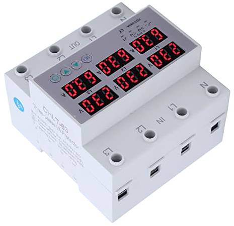 AC 390-500 V 3 Phasen DIN Schienen Voltmeter Amperemeter Einstellbarer Überspannungs- und Unterspannungsstromschutz 63A