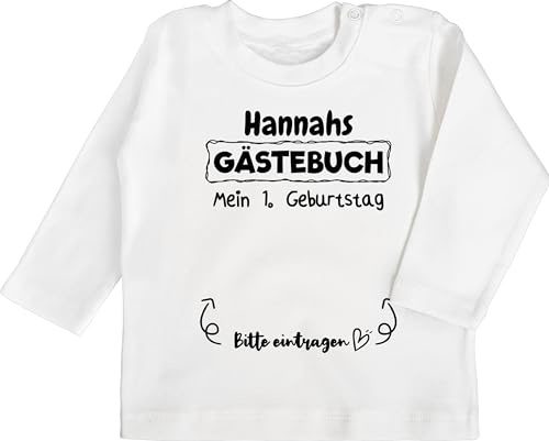 Geschenk mit Namen personalisiert by Shirtracer - Baby Langarmshirt - 1. Geburtstag - Mein Gästebuch Erster Ersten
