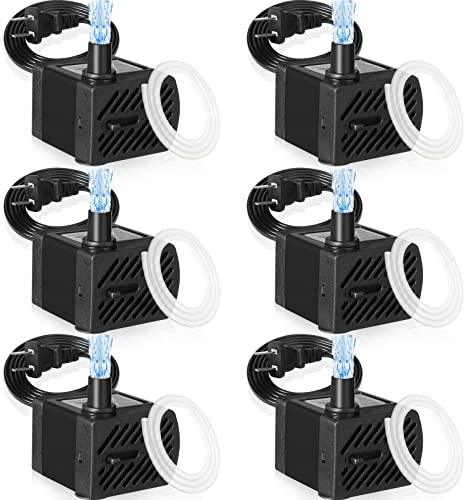 Set of 6 Fountain Pump Mini Small Water for Aquarium 50GPH 3W Submersible Water Quiet Water Fountain Pump with 3.3 ft Tube for Fish Tank Pond Statuary Hydroponics