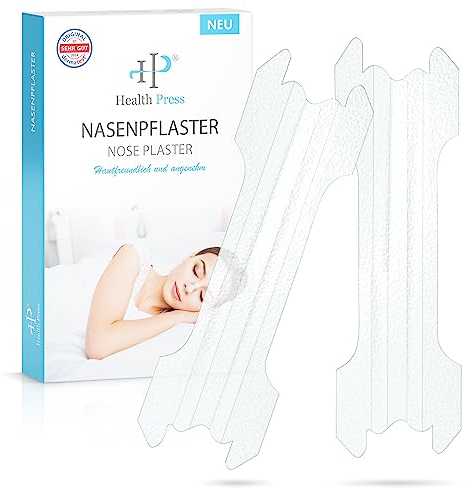 Health Press Lot de 50 pansements nasaux transparents - Pansements anti-ronflement pour une respiration plus facile pendant le sommeil et le sport - Bandes nasales pour une meilleure respiration