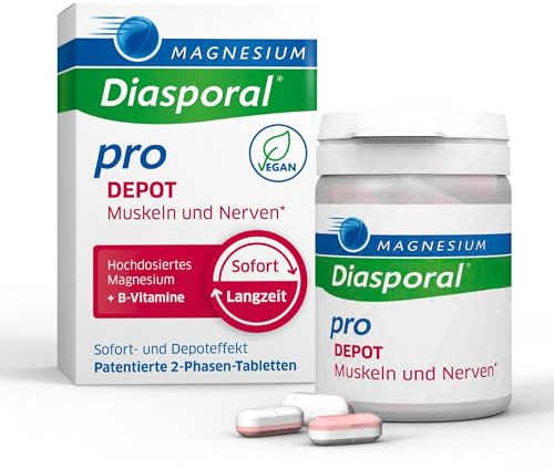 Magnesium-Diasporal Pro DEPOT Muskeln und Nerven - 30 Tabletten | 300 mg Magnesium & Vitamin B-Komplex | 2-Phasen-Depot Sofort- & Langzeitfreisetzung | vegan, glutenfrei, laktosefrei