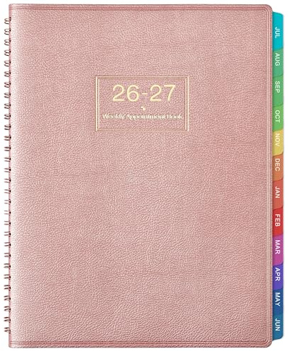 2026-2027 Appointment Book/Planner - Weekly Appointment Book 2026-2027, Jul.2026 - Jun.2027, 9x 11, Daily/Hourly Planner 26-27, Planners with Colorful Tabs, Leather Cover, 15-Minute Interval