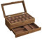 SONGMICS Boîte à Montres 12 Emplacements, Écrin à Montres en Bois, avec Couvercle en Verre, Coussinets pour Montres, Doublure en Velours, Coffre à Bijoux, Couleur Noisette JOW012K01