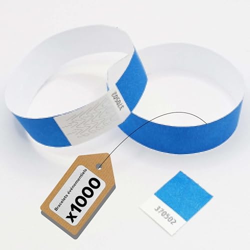 Europaband - 1000 Stück tyvek Armbänder - zur Identifikation bei Veranstaltungen und Partys - reißfest und wasserdicht (Blau)