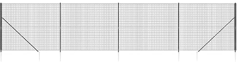 vidaXL Maschendrahtzaun, Gartenzaun Wildzaun mit Bodenhülsen PVC Beschichtung, Drahtzaun Begrenzungszaun für Außenbereich, Drahtgitter Maschendraht, Anthrazit