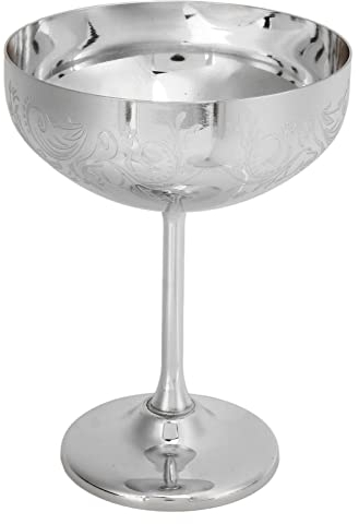 Gobelet à Champagne En Métal En Acier Inoxydable 304, Verres à Vin, Flûtes à Champagne - Coupe à Vin Rouge Gravée Pour Décor De Fête De Bar(Argent B)