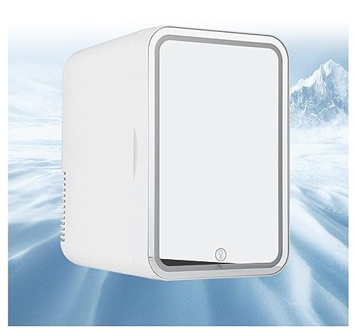 HAZARA RéFrigéRateur De Beauté Domestique, 8L,avec Miroir De Courtoisie LED Petit Frigo Voiture, Voiture,Maison,Chaud Et Froid 2 en 1 Mini Frigo Pas Cher, pour Chambre, Bureau Et Voiture,White