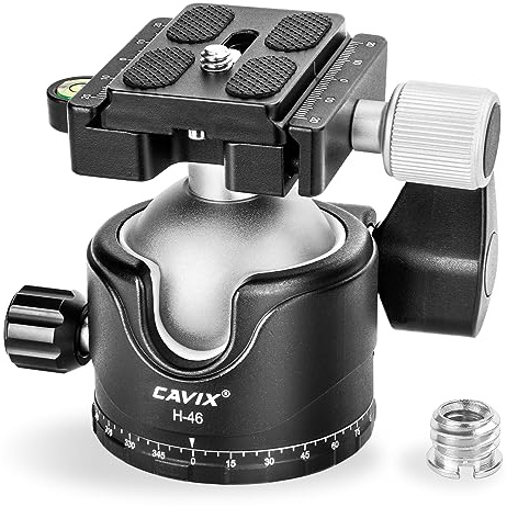 CAVIX Tripod Ball Head with 1/4 Arca Swiss Quick Release Plate Aluminium Tripod Ball Head Mount Large Ball