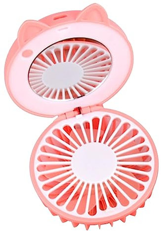 PRETYZOOM Fans Cooling Quiet Portable Fan with Makeup Mirror for Office Home Travel Random Color