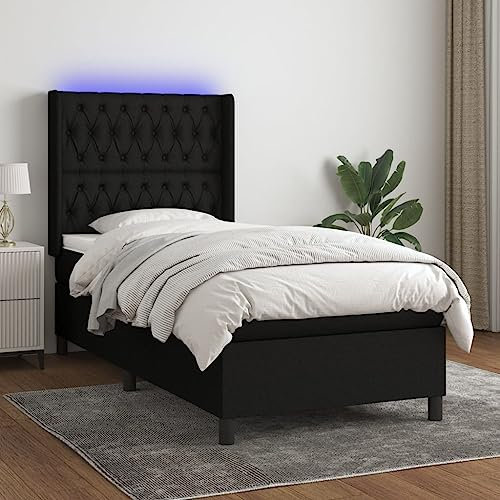 ARKEM Boxspringbett mit Matratze & LED Schwarz 80x200 cm Boxspringbetten Bett Boxspringbett Bett Mit Matratze Boxspringbett Mit Matratze Stoff - 3138511