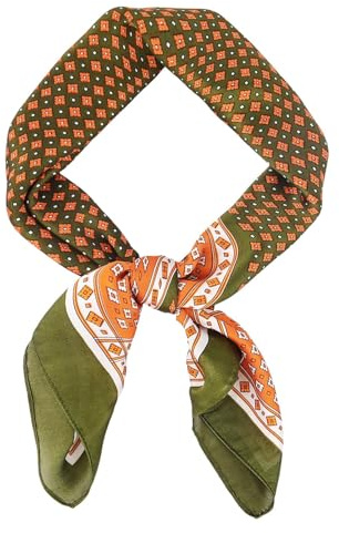GoGou Mens Scarf, Scarf for Men Square Satin Silk Like Scarve Lightweight Neck Scarf Bandana Fashion Gifts for Men Formal Casual Business（Army Green