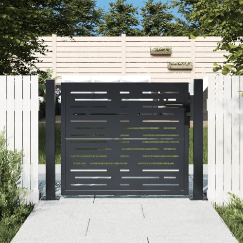 Keyroto Cancello Giardino Esterno 105 cm Cancello Giardino Cancello Ferro Battuto Cancello Pedonale in Acciaio-Antracite-105 x 105 cm-Tipo 4