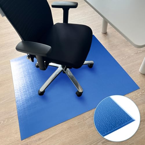Floordirekt Bodenschutzmatte 80 x 120 cm, Blau - mit abgeschrägter Kante - Bürostuhl Unterlage aus PVC, Bodenschutz, Unterlegmatte, Schutzmatte für Laminat, Parkett, Hartböden (Kleopatra)