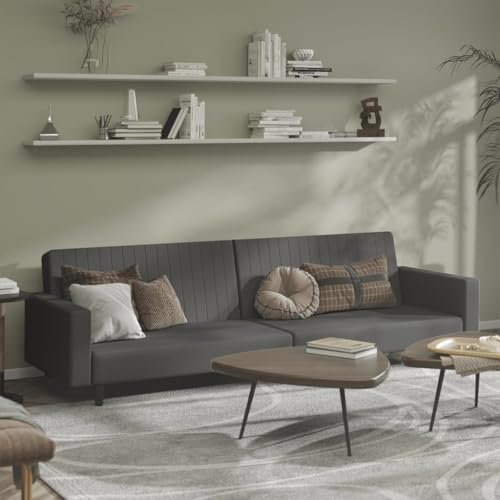 HEFZGDB Schlafsofa 2-Sitzer Dunkelgrau Samt Lounge Sofa Terrassenmöbel Outdoor Sofa Geeignet für Garten, Terrasse, Pool.