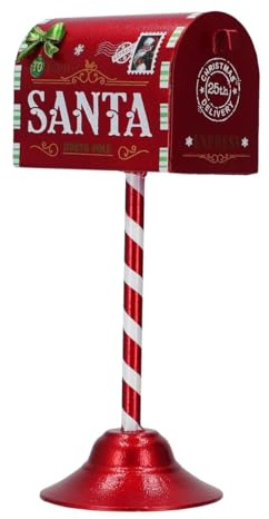 Timstor Buzón de letras Papá Noel pequeño 16 x 32 cm rojo metal decoración navideña