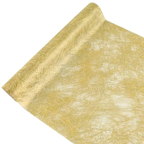 Chemin De Table Or Non-Tissé Décoratif Réutilisable 30cm x 5m,Ruban De Table Métallisé Décoration pour Fête,Célébrations,Anniversaire, Mariage, Noël, Fêtes De Bébé,DIY,etc, Golden
