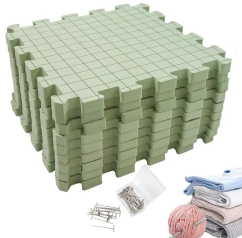 Gehäkelte Blockiermatten Spannmatten Mit Raster, Matten Zum Spannen Für Handarbeiten Stricken Häkeln Spitze Knitting-Blockiermatten Von Extra Dicken Blockierbrettern Mit 9 Stück Matten, 50 T-Nadeln