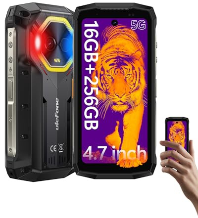 Ulefone Armor Mini 20T Pro, Móvil Resistente 5G 24GB RAM+256GB ROM, Cámara Térmica, 4.7'' HD+, Android 14, 50MP+32MP, 6200mAh, Dual SIM/Face ID/NFC/GPS