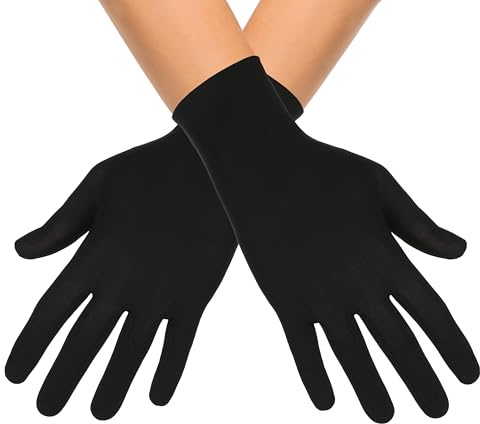 KarneLux Handschuhe Schwarz - 1 Paar Damen Herren Handschuhe als Kostüm Zubehör - Accessoire für Karneval, Halloween oder Mottopartys