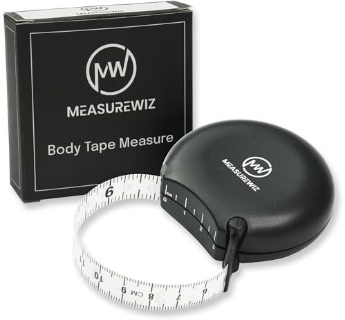 MeasureWiz Body Tape Measure - 80 Inch 200 cm Retractable Mini Measuring Tool - Tracker for Weight Loss & Body Fat Measurements - Waist/Bra Measurement Kit