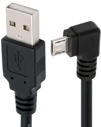 CY Câble d'extension de charge Câble coudé à gauche à 90 degrés Micro USB 5 broches vers USB 2.0 Type-A Câble de charge de données pour téléphone tablette appareil photo (150 cm)