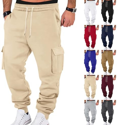 uxxnjfg Pantaloni da Lavoro Uomo Cargo Trekking Pantaloni con vestibilità Sci Larghi Tattici Softshell con Tasche Multiple Casual Leggeri Abbigliamento