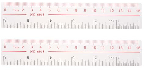 QUARKZMAN 2 Stück Klare Kunststofflineal 15cm Metrisches Zoll Gerades Ende | Lineal, 0,59 Zoll, mit roter Skalenmarkierung, für Klassenzimmer, Zuhause, Büro
