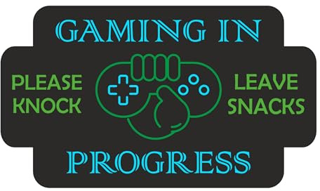 Gaming In Progress - Please Knock - Leave Snacks - Kids Bedroom Door Sign - Private - No Entry