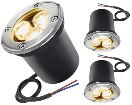 Lot De 3 Faisceau LED Projecteurs - Éclairage Paysager À LED - Spot LED Exterieur, Spots Encastrés Au Sol 3W, Spot Encastré Extérieur Étanche IP67, Pour L'éclairage De Terrasse De Marche(Warm Light,DC