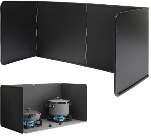 Wuciray Paraspruzzi pieghevole, per cucina, cucina, pieghevole, paraspruzzi per cucina e stufa, protezione dagli schizzi, colore nero (30 cm)