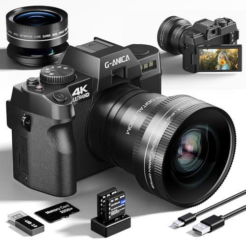 Caméras numériques pour la Photographie avec WiFi et contrôle Via Application, véritable caméra de vlogging 4K et 48 MP pour Youtube, compacte, Zoom 16X autofocus, stabilisation Anti-Vibration (Noir)