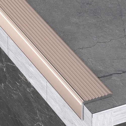 Profil De Bord D'escalier En Aluminium, Forme En L, Antidérapeant, Imperméable, Nez De Marche Profilé D'escalier, Largeur 30 50 70mm, Longueur 90 Cm, Pour Marches À Bord Droit(Purple-gold,30 * 20mm)