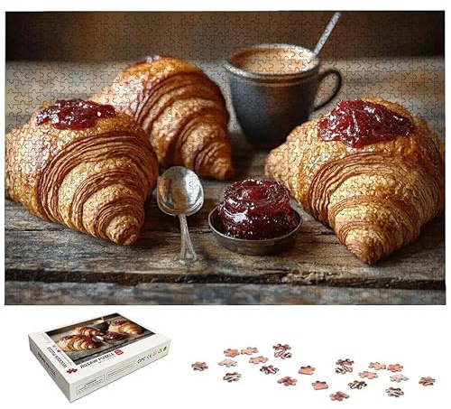 Puzzle 1000 Pièces Pain, Puzzle 1000 Pièces pour Adultes et Enfants à Partir de 14 Ans, Café Puzzles Bois avec Une Boîte d'emballage Exquise, Décoration Murale, Idee Cadeau Femme, Cadeau Homme, -4990