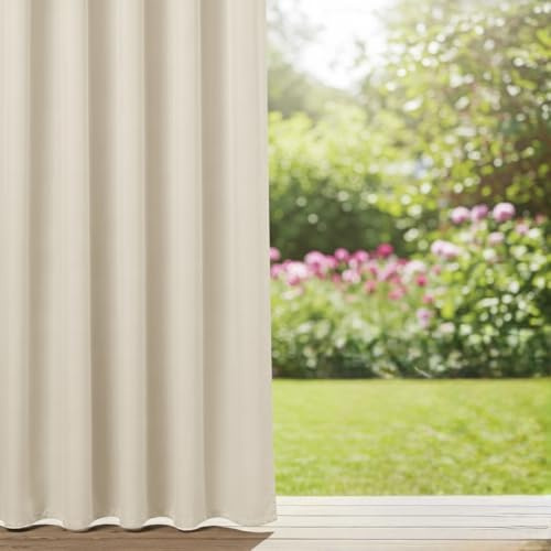 Wasserdichter Outdoor Vorhang–UV-beständig & wetterfest, blickdicht & reißfest–Balkon, Terrasse, Veranda & Garten–Outdoor Vorhänge für Sonnenschutz & Privatsphäre (Cremefarben, 175 x 170 cm (HxB))