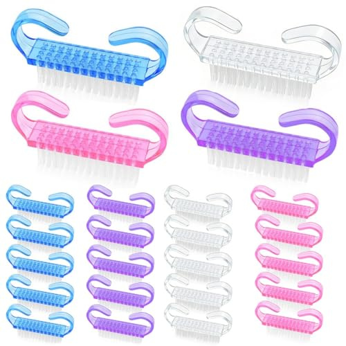Cepillo de Uñas, 24 Piezas Cepillo para Limpiar Uñas, Kit de Limpieza para Uñas, Unisexo Nail Brush Plástico con Agarre para el Pulgar, exfoliante de uñas, cepillo de limpieza para manicura,pedicura