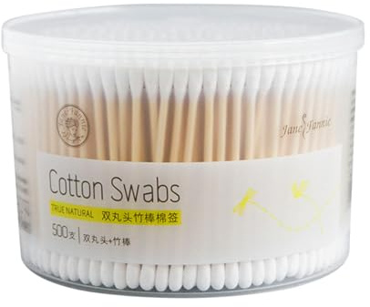 Mobestech Caja de 300 Hisopos de Algodón de Doble Cabeza Mango de Bambú, Multiusos para Maquillaje, Limpieza de Ojos y Oídos, Embalaje Compacto para Uso Doméstico y Personal