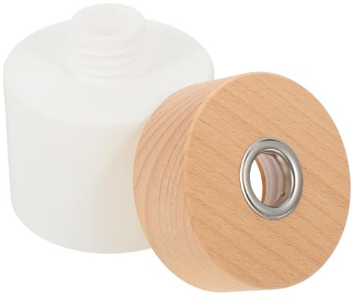 VINTORKY Botella Difusora de Fragancias Recargable en Vidrio Tapa de Madera, Dispensador de Aromas para Aromaterapia en Casa y Oficina