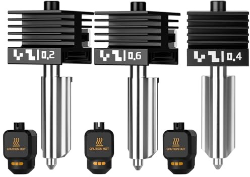 3PCS Hotend Integrato ad Alta Velocità X2D/P2S,Ugello in Acciaio Temprato da 0,2+0,4+0,6mm Quick Swap per Alte Temperature con Copertura Silicone Compatible with Bambu Lab P2S Stampanti 3D | Ugello in acciaio temprato ad alta temperatura, estrusore Hot End di ricambio con custodia in silicone