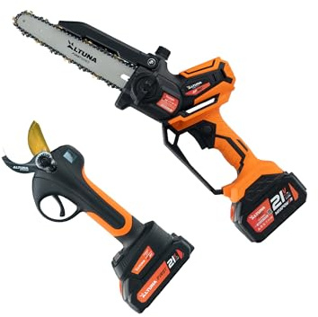 ALTUNA Kit de Poda a Batería con Tijera AF37 y Motosierra AF150 | Incluye una batería para cada herramienta, ideal para jardín, huerto y frutales, para ramas finas y gruesas