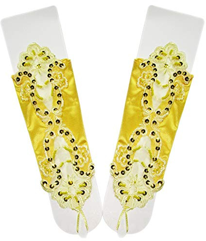 Asudaro Damen Fasching Kostüm Spitzenhandschuhe Satin Brautkleid Handschuhe Stulpen für Hochzeit, Oper, Ball, Fasching, Karneval, Tanzen, Halloween Kostümhandschuhe Brauthandschuhe