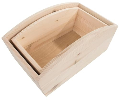 WooDeeDoo Set of 2 Wooden Planter Boxes – Nesting Unfinished Pine Wavy Edge Flower Pots Indoor Decorative Herb Troughs for Windowsill Craft Storage Kitchen Vegetables Bread or Gift Use